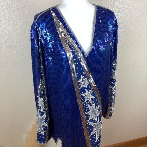 Judith Ann Creations Sequin Star Silk Tunic Dress - Picture 2 of 14